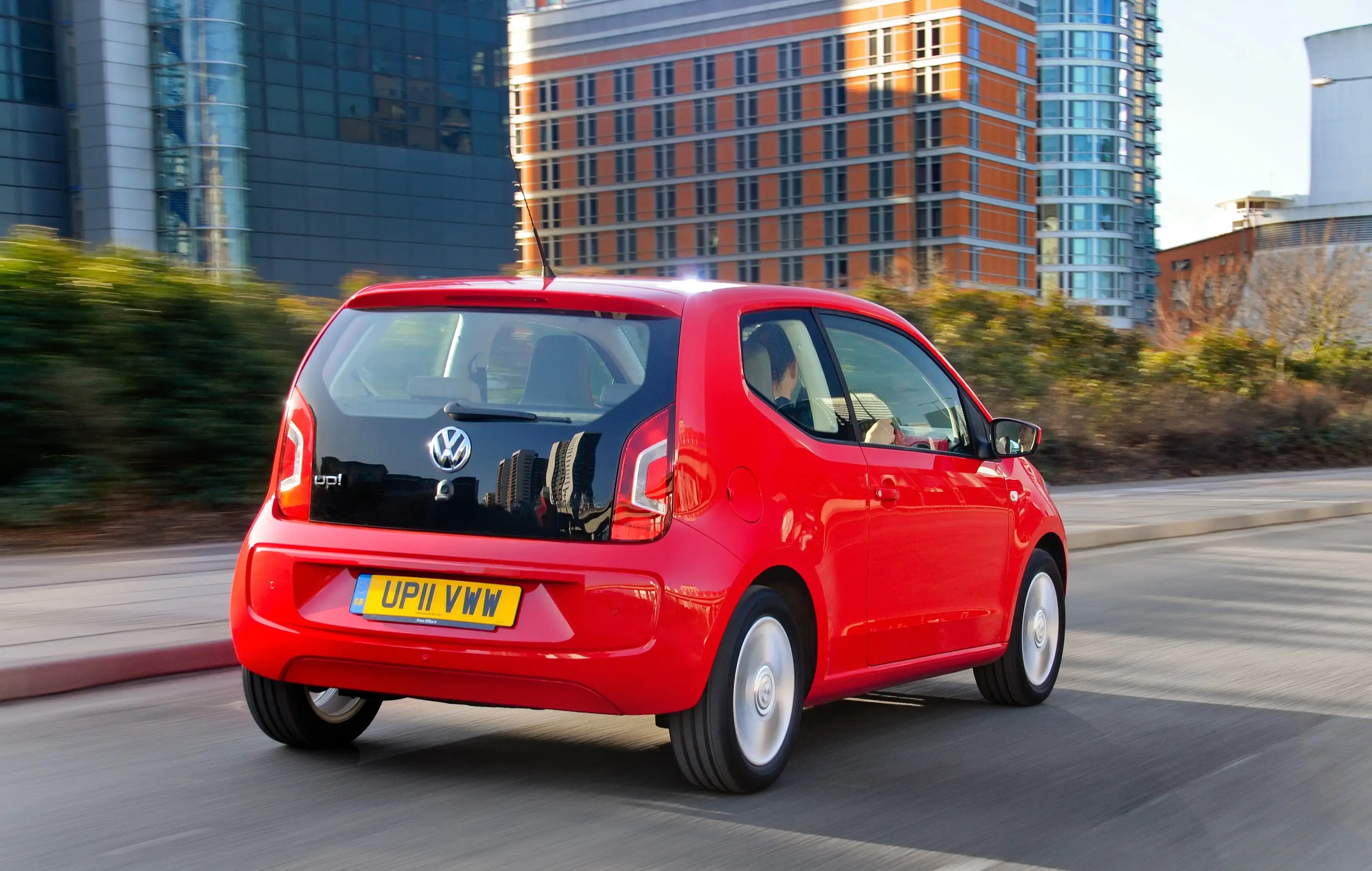 red-volkswagen-up-back